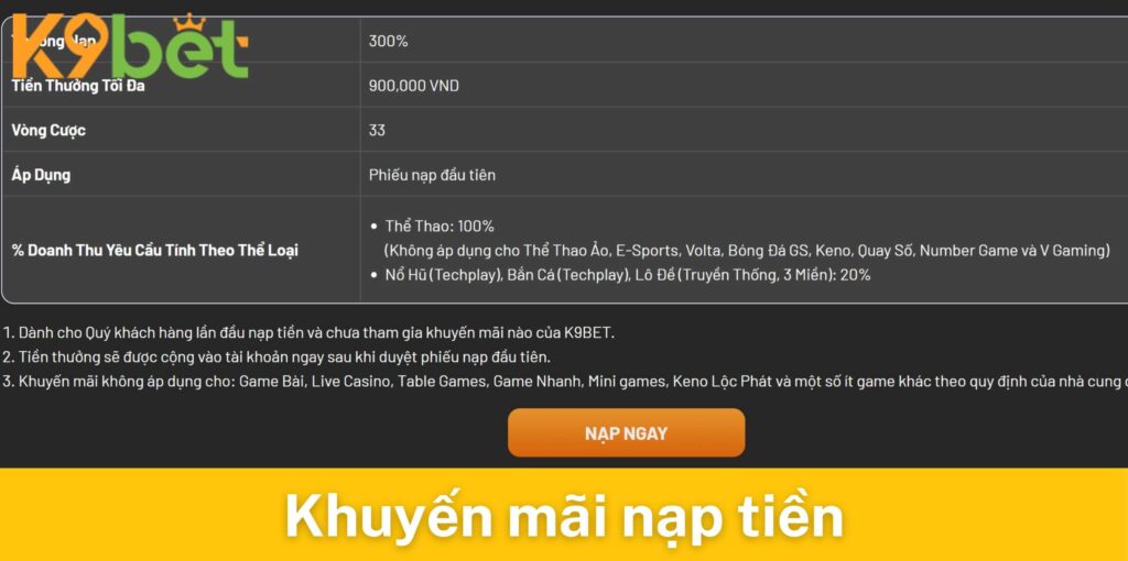 Nhận ngay ưu đãi khủng khi nạp tiền lần đầu